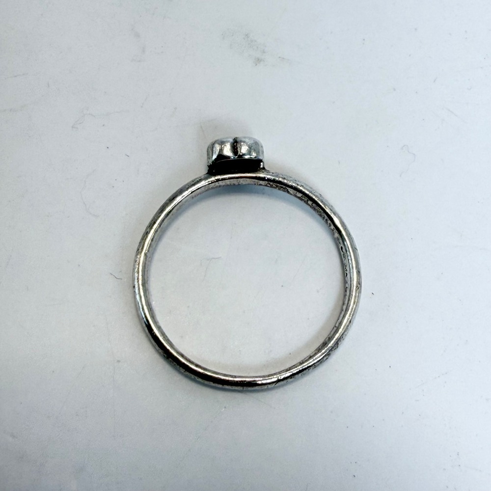 BUMA 925 Sterling Silver Heart Ring Size 8.5 Red Stone Minimalist Band